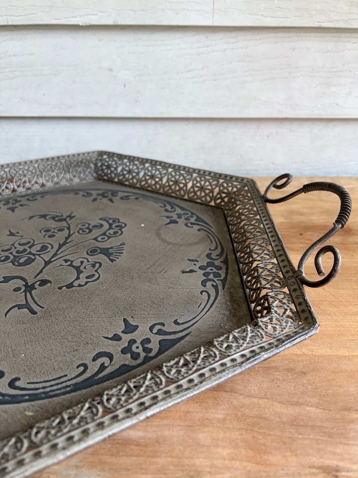 Gray decorative accent tray