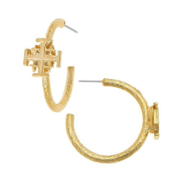 Susan Shaw Jerusalem Cross Hoop Earrings