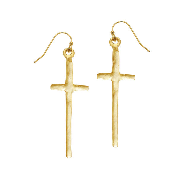 Susan Shaw Tall Cross Earrings