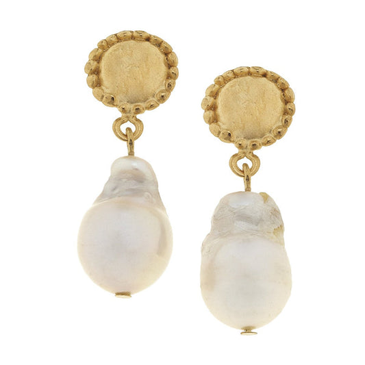 Susan Shaw Baroque Pearl Post Earrings