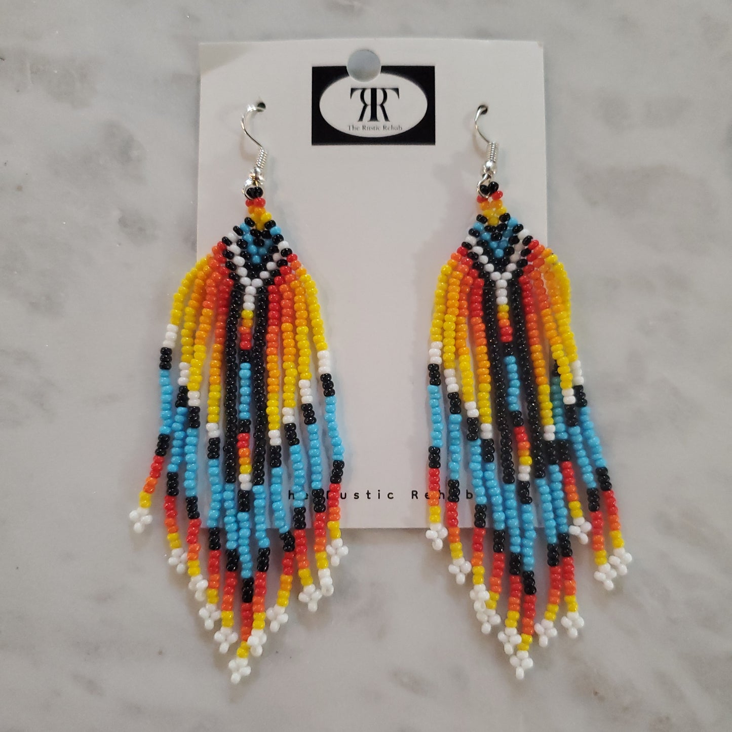 Seed Bead Multicolor Fringe Earrings