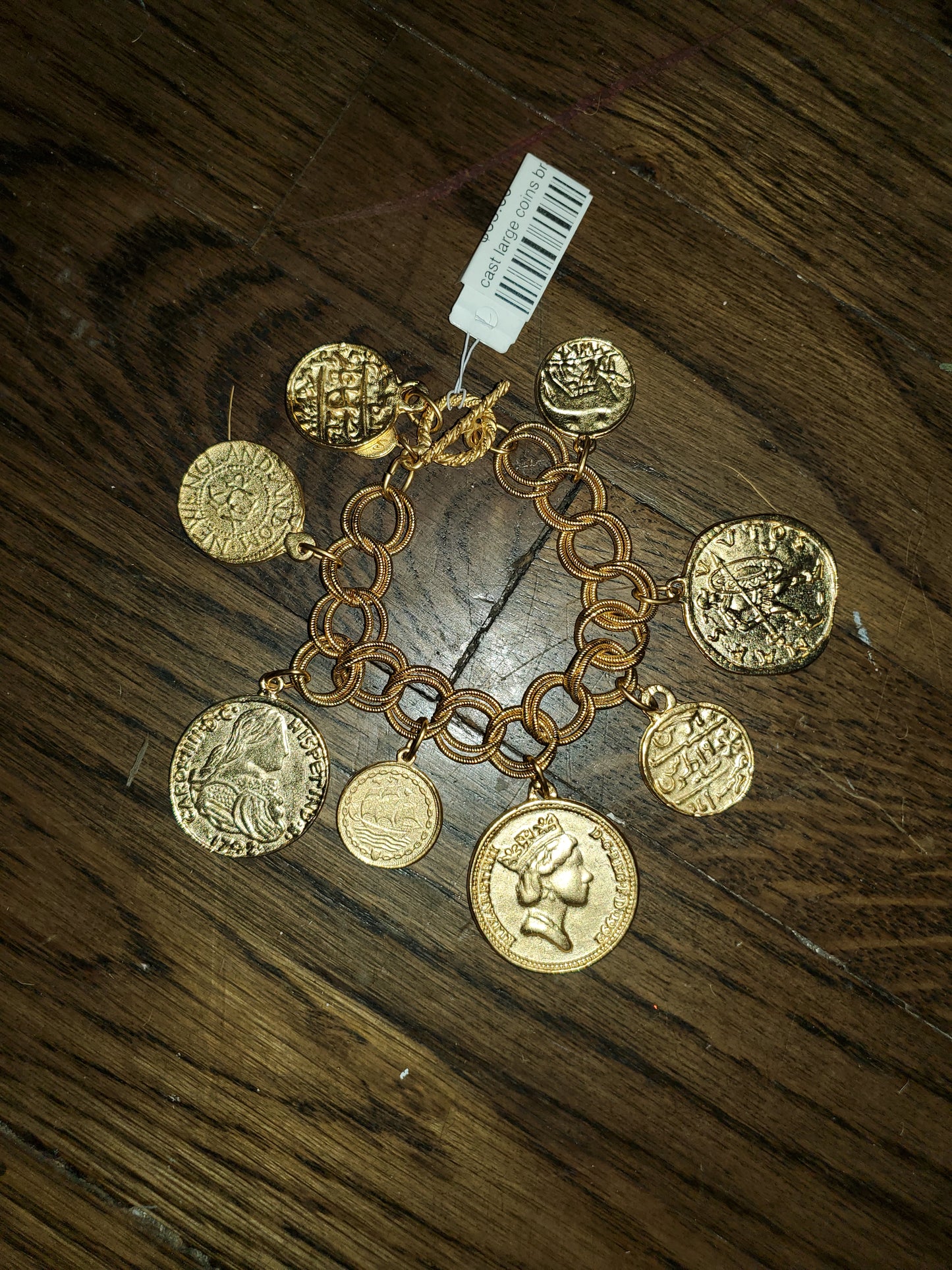 Susan Shaw Gold Coin Charm Bracelet