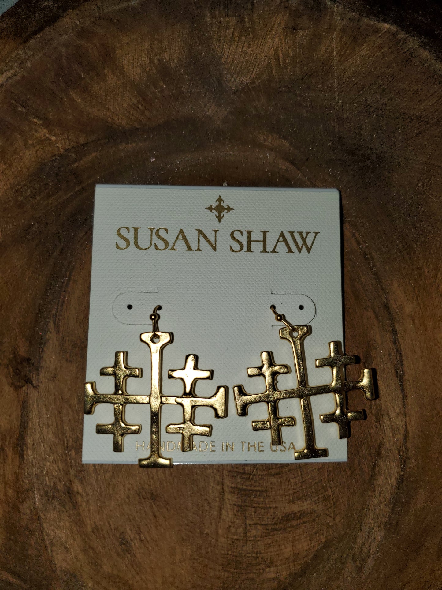 Susan Shaw Large Jerusalem Cross Earrings