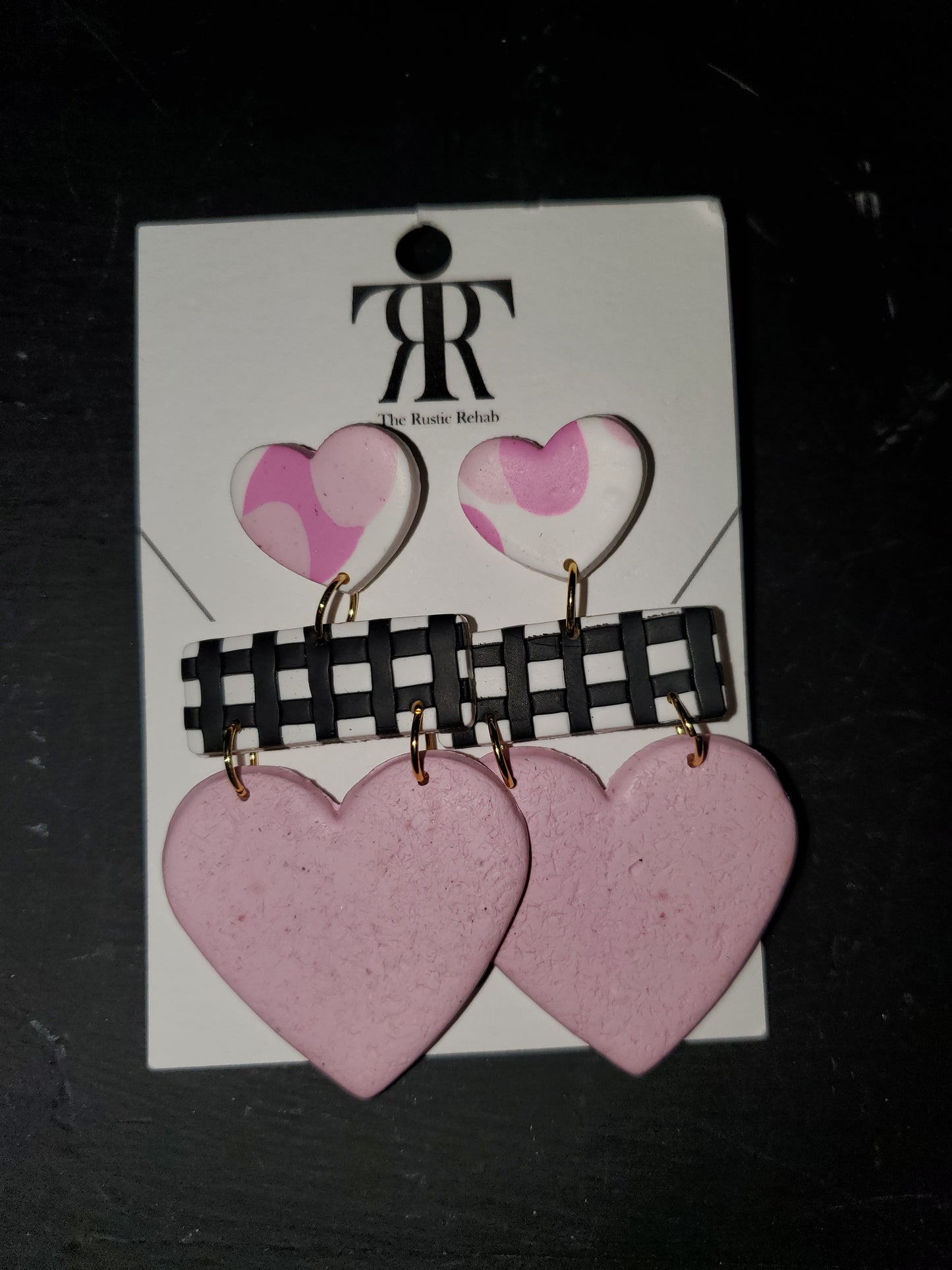 Hearts with Gingham Earrings