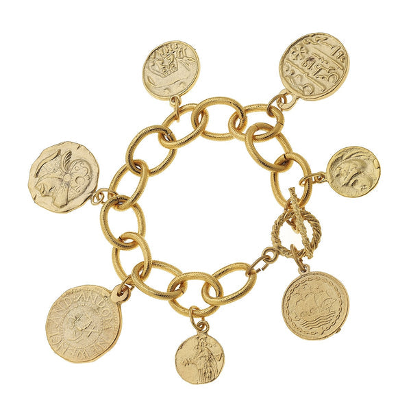 Susan Shaw Gold Coin Charm Bracelet