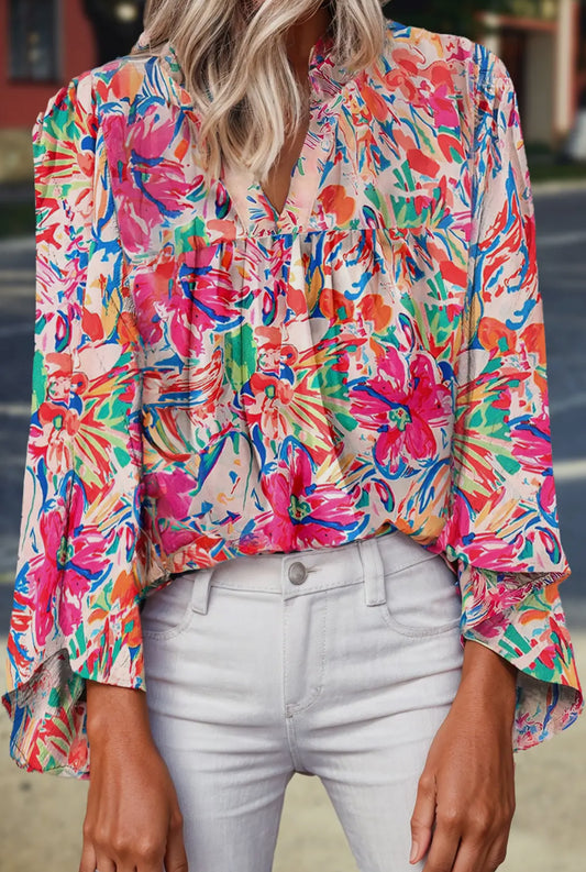 Floral Bell Sleeve Top