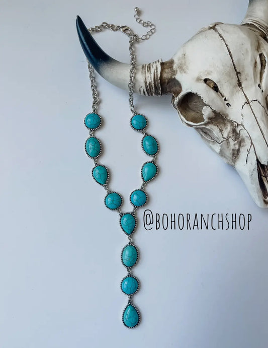 Western Y Necklace Turquoise