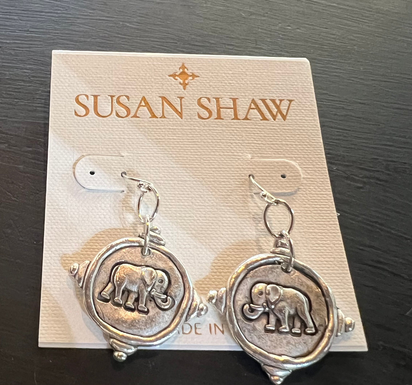 Susan Shaw Elephant Intaglio Earrings