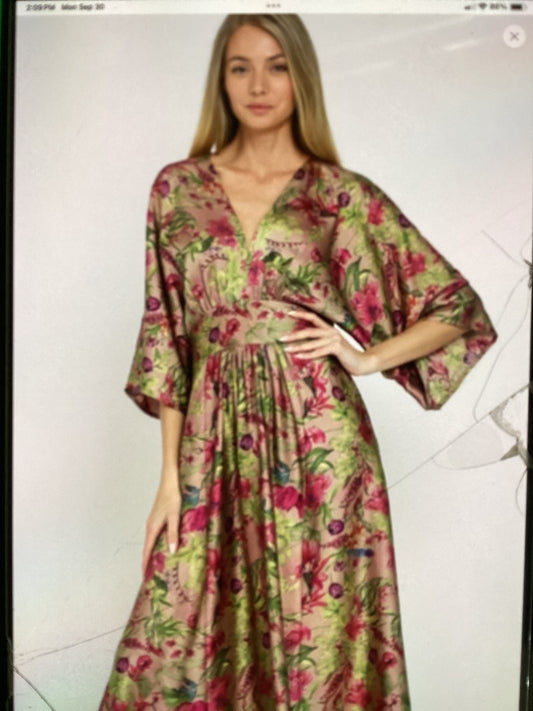 Tie back kimono maxi dress