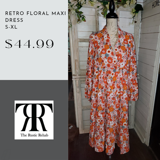 Retro Floral Maxi Dress