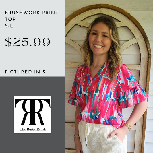 Brushwork Print Top