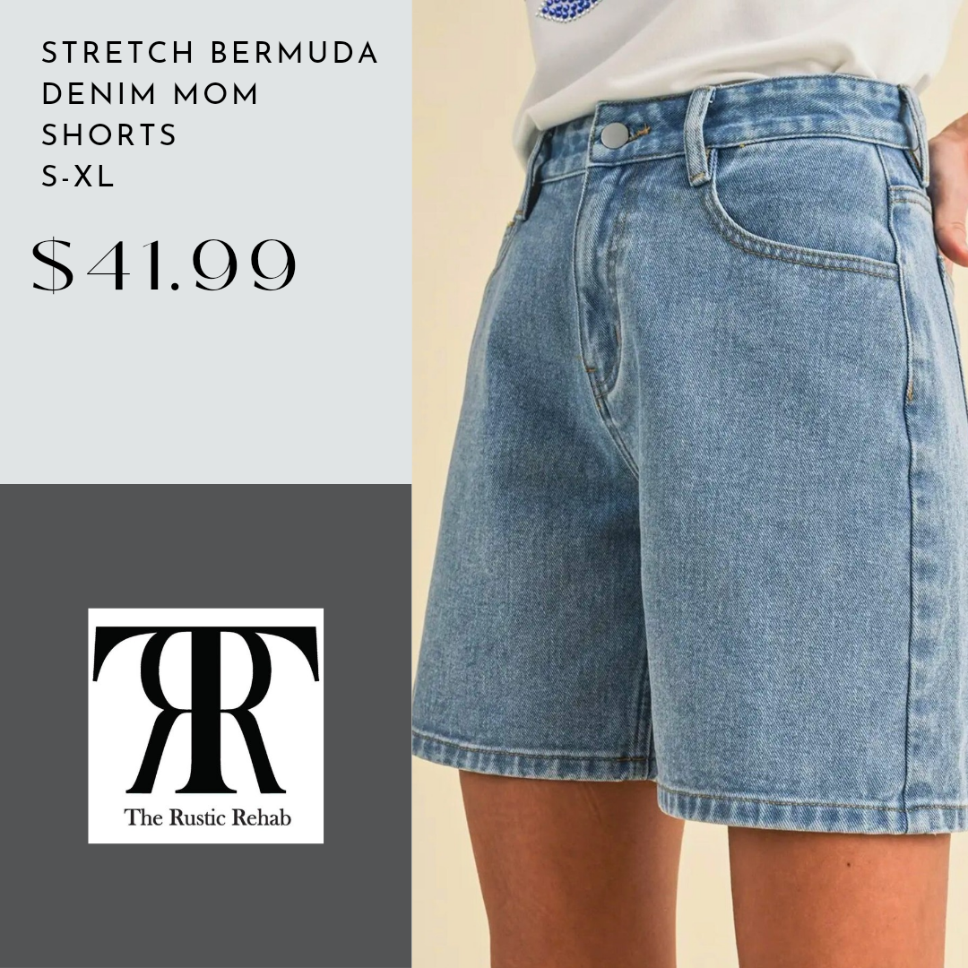 Stretch Bermuda Denim Mom Shorts