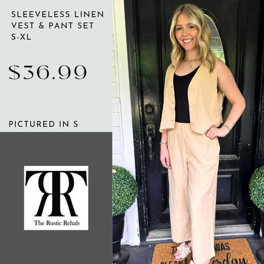 Sleeveless Linen Vest & Pant Set