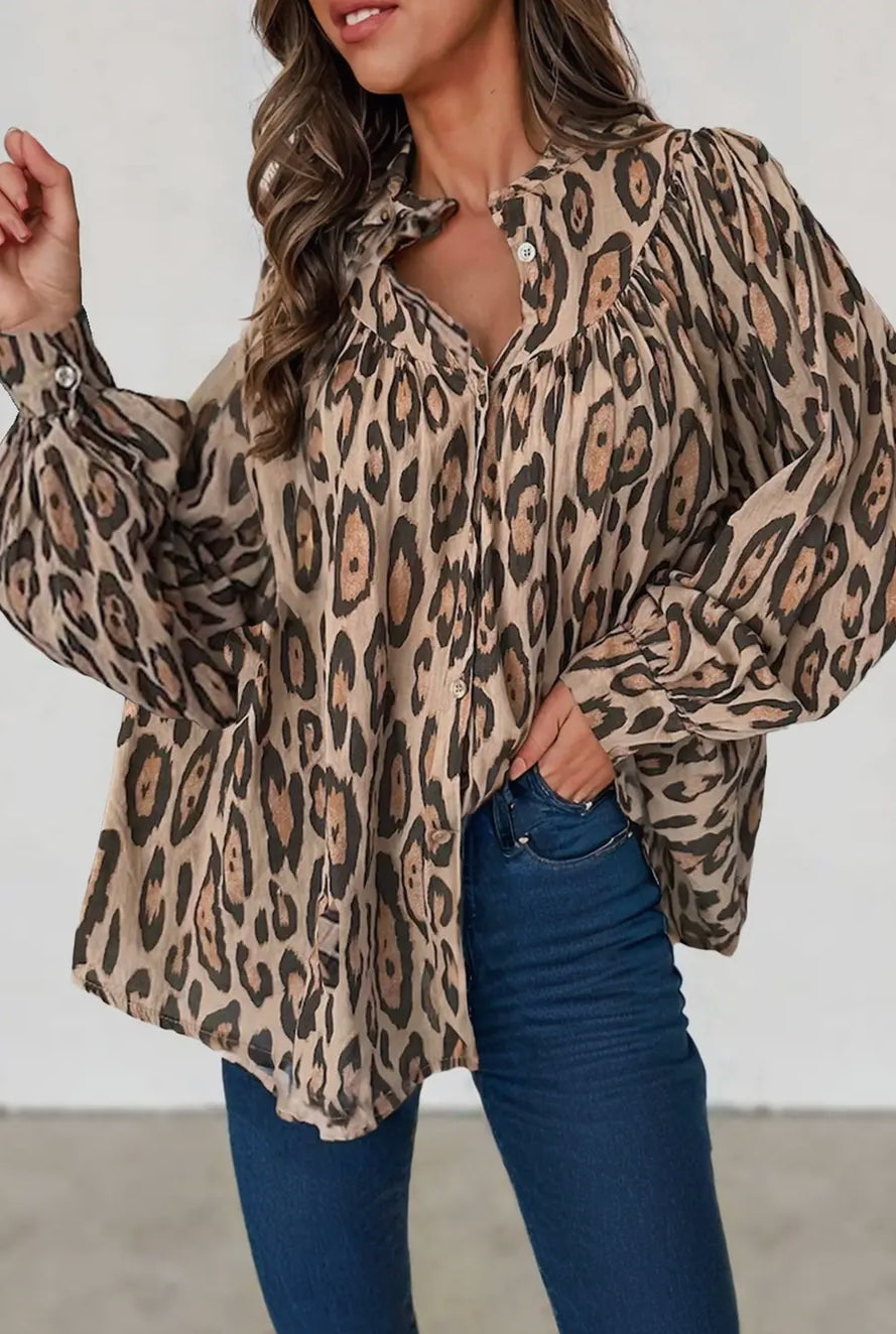 Leopard Print Loose Fit Long Sleeve