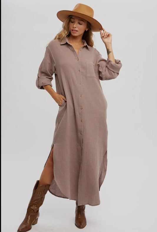 Button up maxi dress with pockets