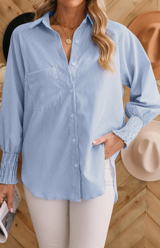 Blue and white striped shirt