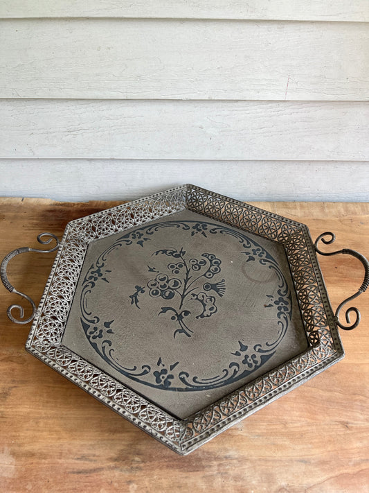 Gray decorative accent tray