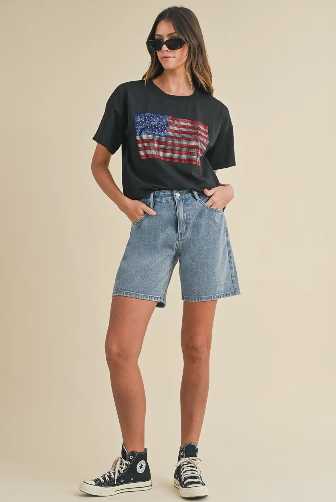 Stretch Bermuda Denim Mom Shorts