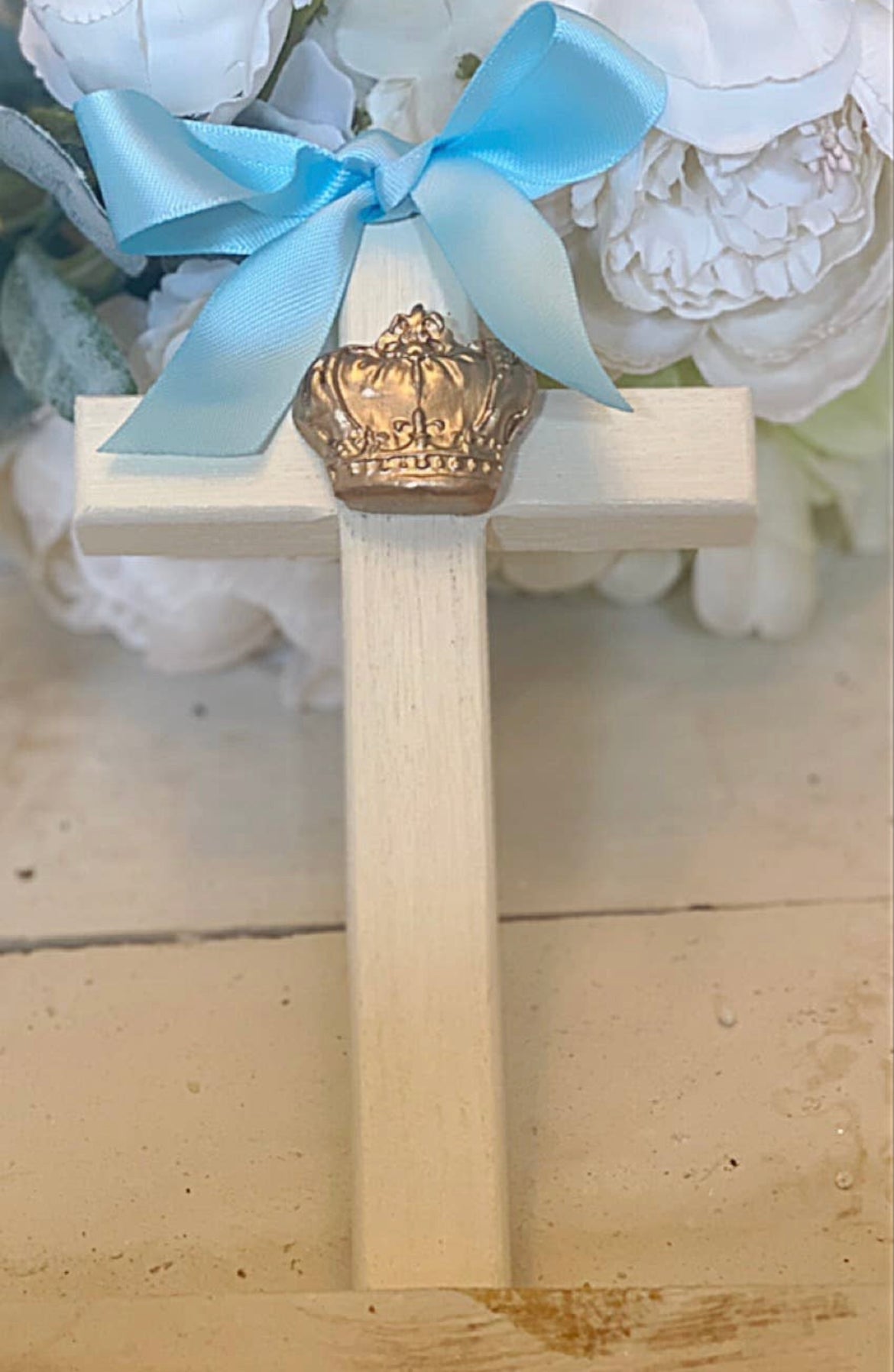 Wooden gold gilded crown cross